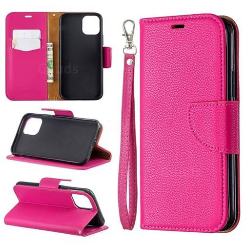 Classic Luxury Litchi Leather Phone Wallet Case for iPhone 11 Pro (5.8 inch) - Rose