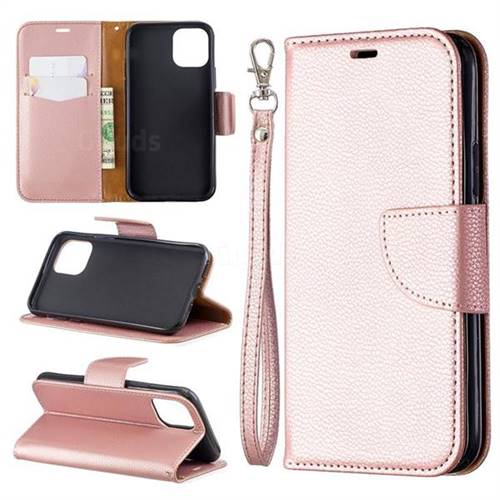 Classic Luxury Litchi Leather Phone Wallet Case for iPhone 11 Pro (5.8 inch) - Golden