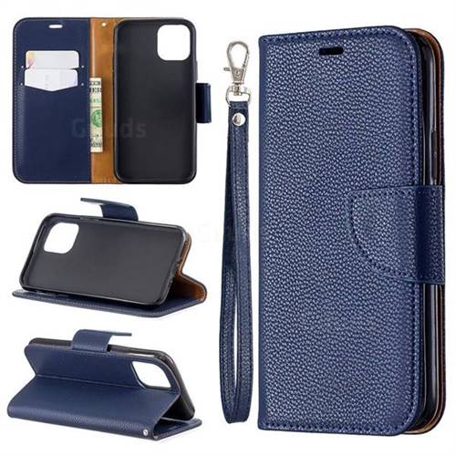 Classic Luxury Litchi Leather Phone Wallet Case for iPhone 11 Pro (5.8 inch) - Blue