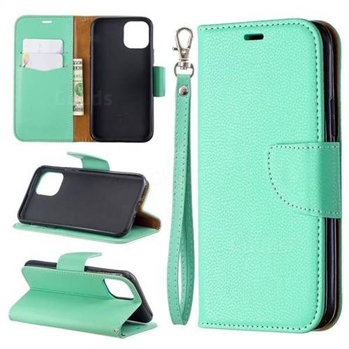 Classic Luxury Litchi Leather Phone Wallet Case for iPhone 11 Pro (5.8 inch) - Green