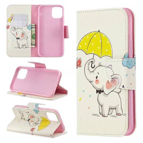 Umbrella Elephant Leather Wallet Case for iPhone 11 Pro (5.8 inch)