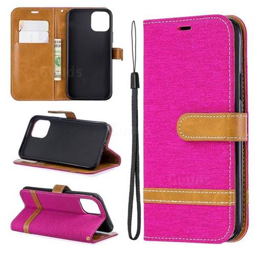Jeans Cowboy Denim Leather Wallet Case for iPhone 11 Pro (5.8 inch) - Rose