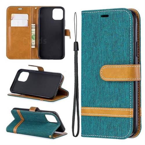 Jeans Cowboy Denim Leather Wallet Case for iPhone 11 Pro (5.8 inch) - Green