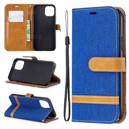 Jeans Cowboy Denim Leather Wallet Case for iPhone 11 Pro (5.8 inch) - Sapphire