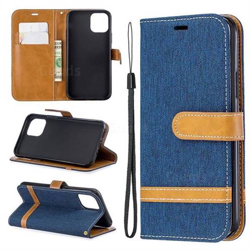 Jeans Cowboy Denim Leather Wallet Case for iPhone 11 Pro (5.8 inch) - Dark Blue