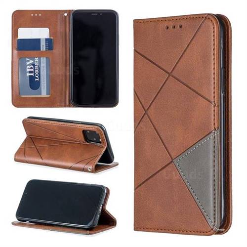 Prismatic Slim Magnetic Sucking Stitching Wallet Flip Cover for iPhone 11 Pro (5.8 inch) - Brown