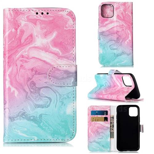 Pink Green Marble PU Leather Wallet Case for iPhone 11 Pro (5.8 inch)