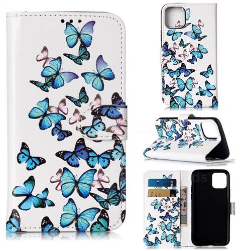 Blue Vivid Butterflies PU Leather Wallet Case for iPhone 11 Pro (5.8 inch)