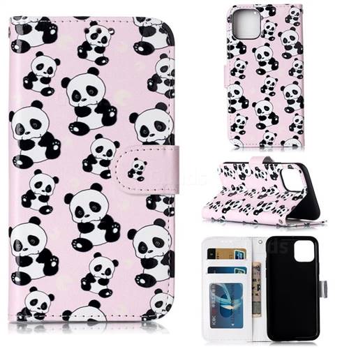 Cute Panda 3D Relief Oil PU Leather Wallet Case for iPhone 11 Pro (5.8 inch)