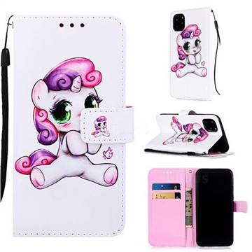 Playful Pony Matte Leather Wallet Phone Case for iPhone 11 Pro (5.8 inch)