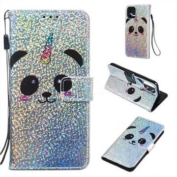 Panda Unicorn Sequins Painted Leather Wallet Case for iPhone 11 Pro (5.8 inch)