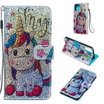 Star Unicorn Sequins Painted Leather Wallet Case for iPhone 11 Pro (5.8 inch)
