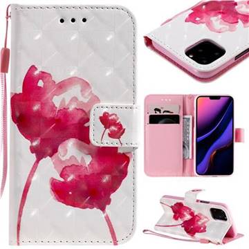 Red Rose 3D Painted Leather Wallet Case for iPhone 11 Pro (5.8 inch)