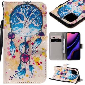 Blue Dream Catcher 3D Painted Leather Wallet Case for iPhone 11 Pro (5.8 inch)