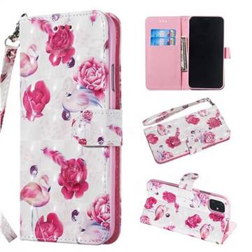 Flamingo 3D Painted Leather Wallet Phone Case for iPhone 11 Pro (5.8 inch)