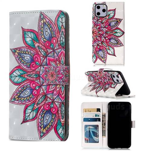Mandara Flower 3D Painted Leather Phone Wallet Case for iPhone 11 Pro (5.8 inch)