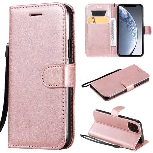 Retro Greek Classic Smooth PU Leather Wallet Phone Case for iPhone 11 Pro (5.8 inch) - Rose Gold