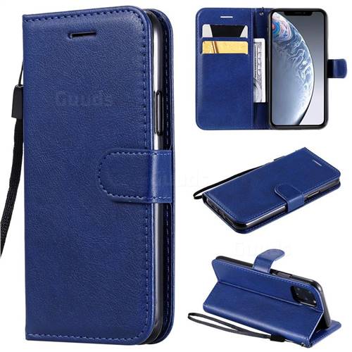 Retro Greek Classic Smooth PU Leather Wallet Phone Case for iPhone 11 Pro (5.8 inch) - Blue