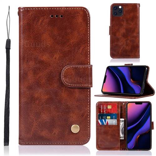 Luxury Retro Leather Wallet Case for iPhone 11 Pro (5.8 inch) - Brown