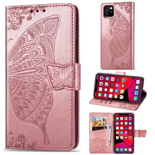 Embossing Mandala Flower Butterfly Leather Wallet Case for iPhone 11 Pro (5.8 inch) - Rose Gold