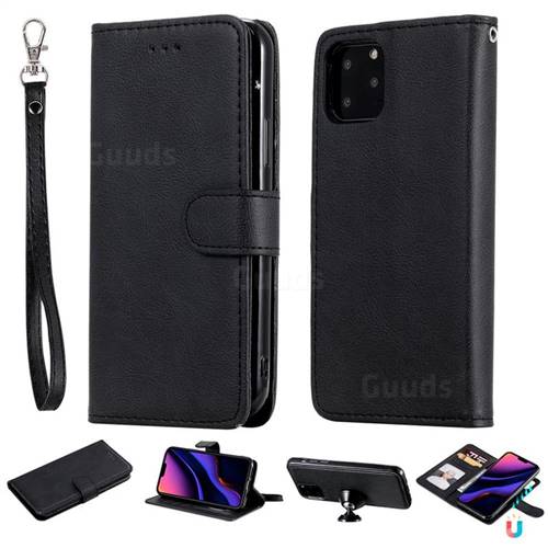 Retro Greek Detachable Magnetic PU Leather Wallet Phone Case for iPhone 11 Pro (5.8 inch) - Black