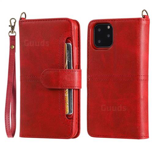 Retro Multi-functional Detachable Leather Wallet Phone Case for iPhone 11 Pro (5.8 inch) - Red