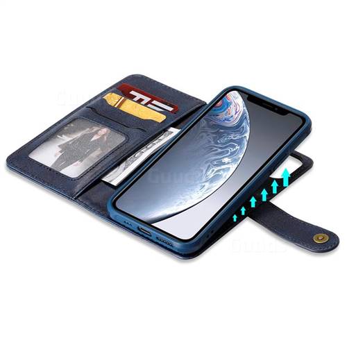 Retro Multi Functional Detachable Leather Wallet Phone Case For Iphone 11 Pro 58 Inch Blue 1335