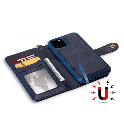 Retro Multi Functional Detachable Leather Wallet Phone Case For Iphone 11 Pro 58 Inch Blue 4283