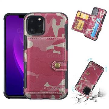 Camouflage Multi-function Leather Phone Case for iPhone 11 Pro (5.8 inch) - Rose