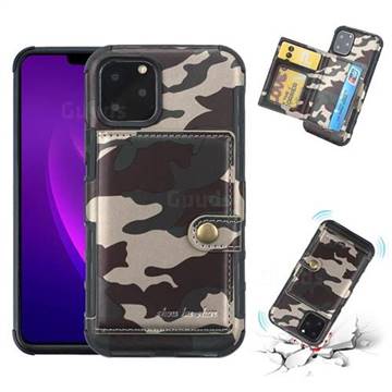 Camouflage Multi-function Leather Phone Case for iPhone 11 Pro (5.8 inch) - Purple