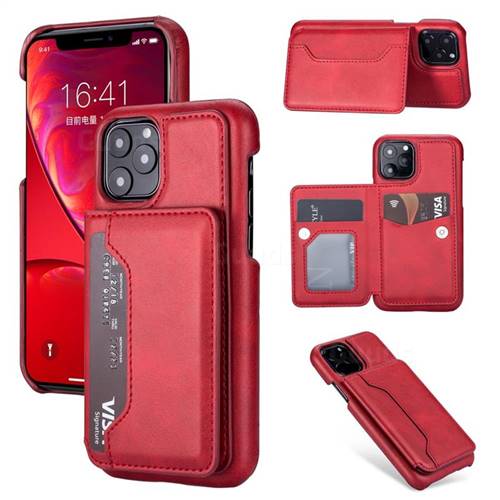 Luxury Magnetic Double Buckle Leather Phone Case for iPhone 11 Pro (5.8 inch) - Red