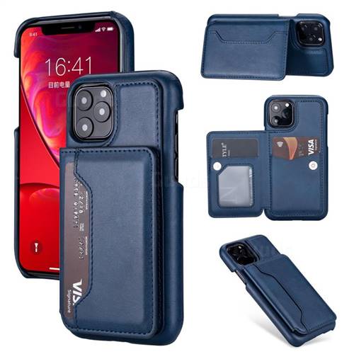 Luxury Magnetic Double Buckle Leather Phone Case for iPhone 11 Pro (5.8 inch) - Blue