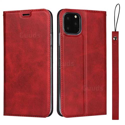 Calf Pattern Magnetic Automatic Suction Leather Wallet Case for iPhone 11 Pro (5.8 inch) - Red