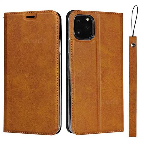 Calf Pattern Magnetic Automatic Suction Leather Wallet Case for iPhone 11 Pro (5.8 inch) - Brown