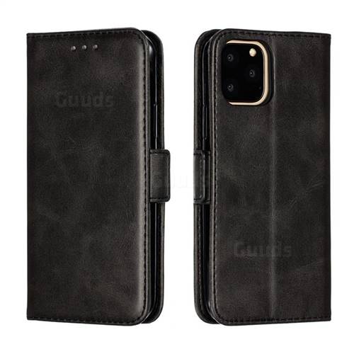 Retro Classic Calf Pattern Leather Wallet Phone Case for iPhone 11 Pro (5.8 inch) - Black