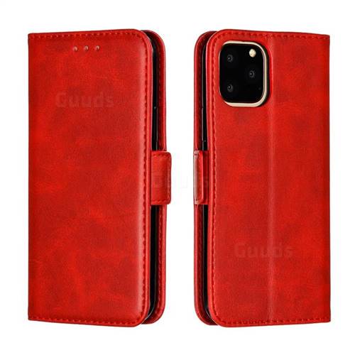Retro Classic Calf Pattern Leather Wallet Phone Case for iPhone 11 Pro (5.8 inch) - Red