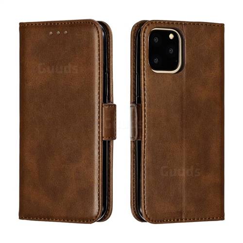 Retro Classic Calf Pattern Leather Wallet Phone Case for iPhone 11 Pro (5.8 inch) - Brown