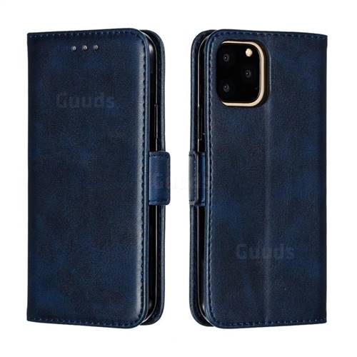 Retro Classic Calf Pattern Leather Wallet Phone Case for iPhone 11 Pro (5.8 inch) - Blue