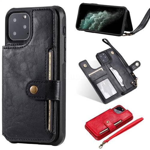 Retro Aristocratic Demeanor Anti-fall Leather Phone Back Cover for iPhone 11 Pro (5.8 inch) - Black