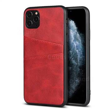Simple Calf Card Slots Mobile Phone Back Cover for iPhone 11 Pro (5.8 inch) - Red