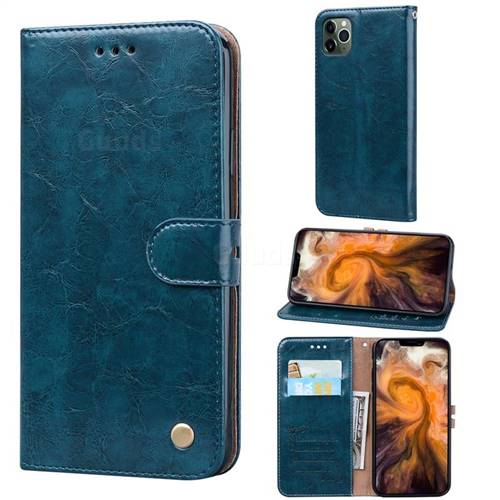 Luxury Retro Oil Wax PU Leather Wallet Phone Case for iPhone 11 Pro (5.8 inch) - Sapphire
