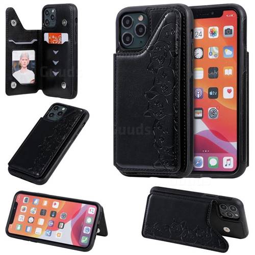 Yikatu Luxury Cute Cats Multifunction Magnetic Card Slots Stand Leather Back Cover for iPhone 11 Pro (5.8 inch) - Black
