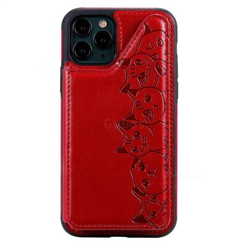 Yikatu Luxury Cute Cats Multifunction Magnetic Card Slots Stand Leather Back Cover For Iphone 11 Pro 5 8 Inch Red Iphone 11 Pro 5 8 Inch Cases Guuds