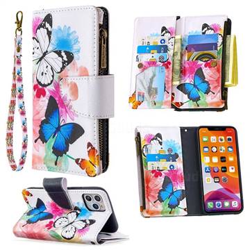 Vivid Flying Butterflies Binfen Color BF03 Retro Zipper Leather Wallet Phone Case for iPhone 11 Pro (5.8 inch)