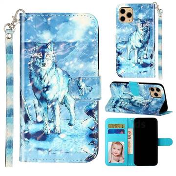 Snow Wolf 3D Leather Phone Holster Wallet Case for iPhone 11 Pro (5.8 inch)