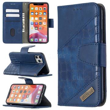 BinfenColor BF04 Color Block Stitching Crocodile Leather Case Cover for iPhone 11 Pro (5.8 inch) - Blue
