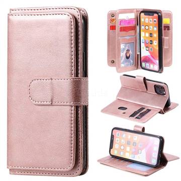 Multi-function Ten Card Slots and Photo Frame PU Leather Wallet Phone Case Cover for iPhone 11 Pro (5.8 inch) - Rose Gold