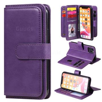 Multi-function Ten Card Slots and Photo Frame PU Leather Wallet Phone Case Cover for iPhone 11 Pro (5.8 inch) - Violet