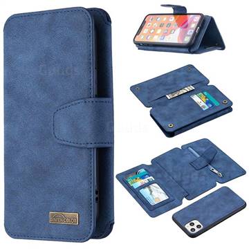 Binfen Color BF07 Frosted Zipper Bag Multifunction Leather Phone Wallet for iPhone 11 Pro (5.8 inch) - Blue