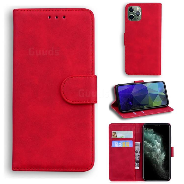 Retro Classic Skin Feel Leather Wallet Phone Case for iPhone 11 Pro (5.8 inch) - Red